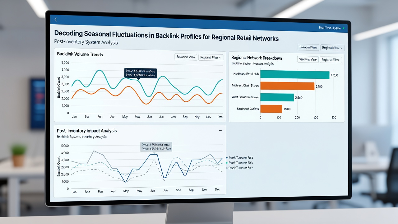 Graph illustrating seasonal backlink velocity changes following retail inventory system updates