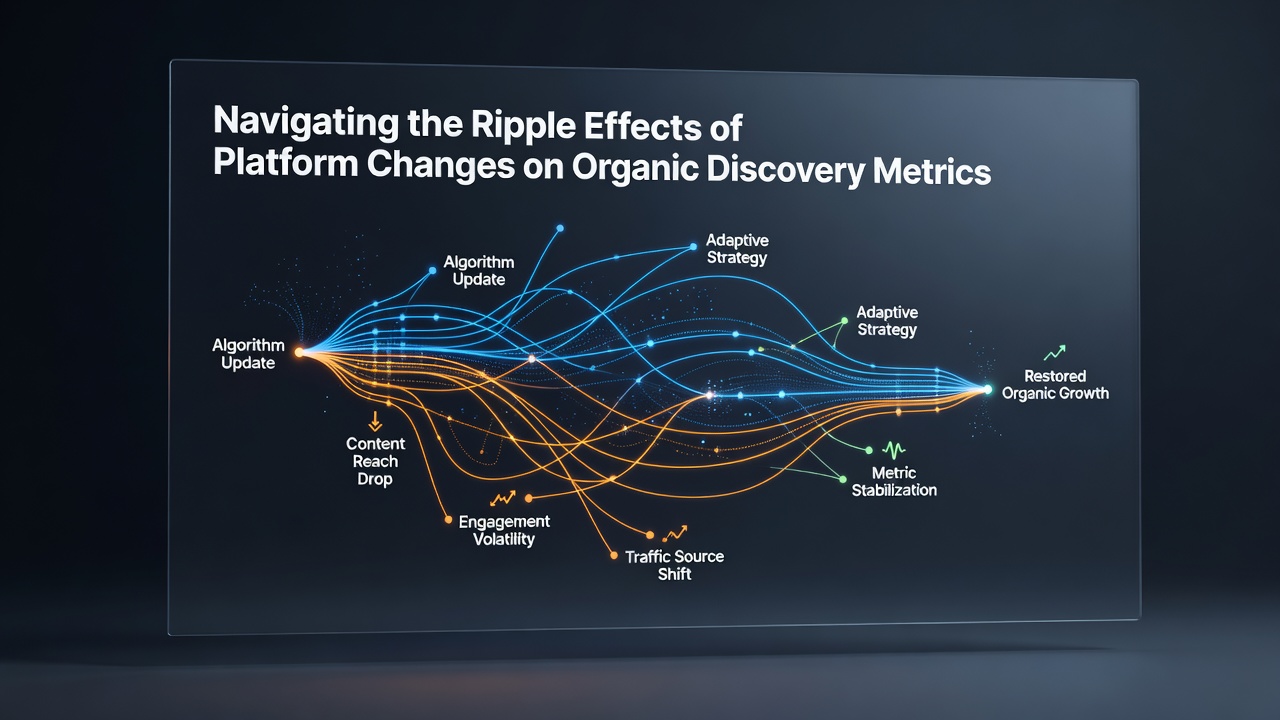 Analytics report highlighting regional differences in organic metric responses to platform adjustments